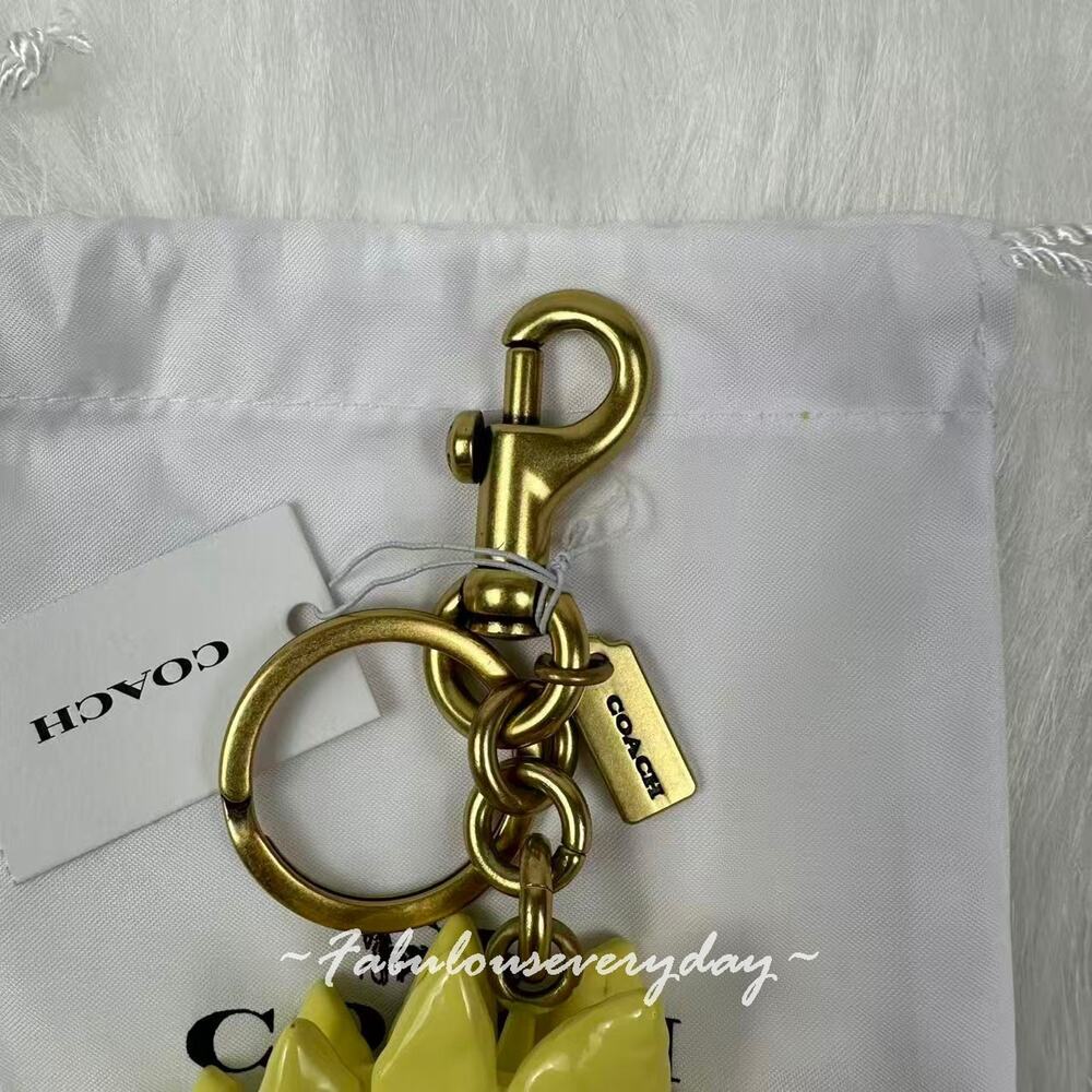 COACH Stegosaurus Bag Charm Key Ring FOB Enamel & Metal Brass/Yellow CAX77 - Picture 6 of 6